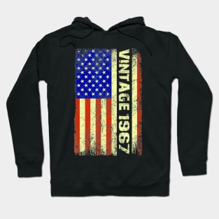 55 Year Old Gifts Vintage 1967 American Flag 55th Birthday Hoodie